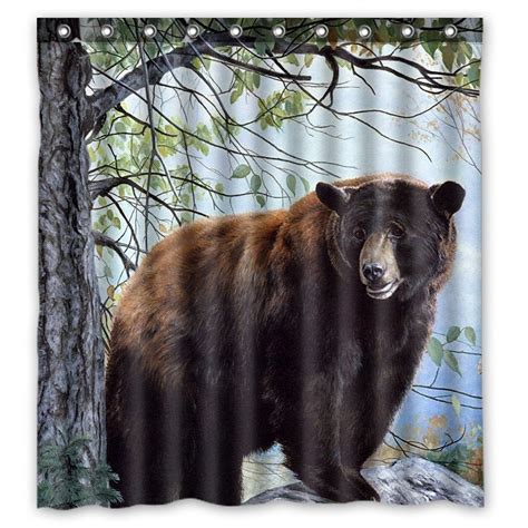 Bear shower curtain - Brown Bear Forest Shower Curtain, Rustic Cabin Shower Curtain, Moose Shower Curtain, Farmhouse Bathroom Decor. Check out our bear shower curtain selection for …